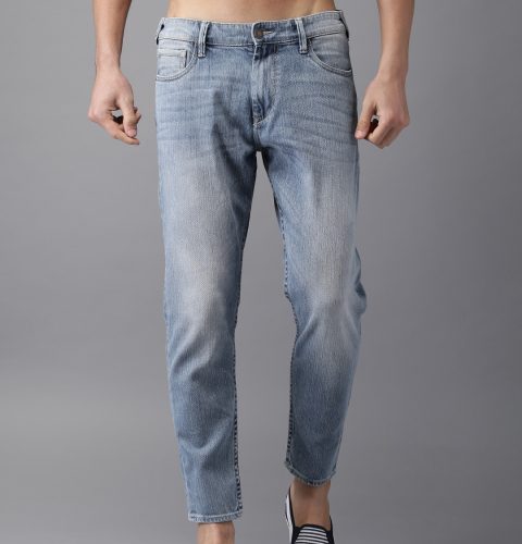 Ankle Length Slim Tapered Fit Mid-Rise Blue Jeans