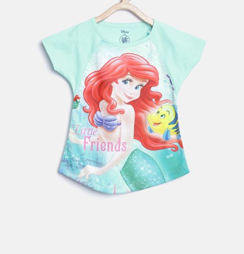Little Mermaid Print Round Neck T-shirt