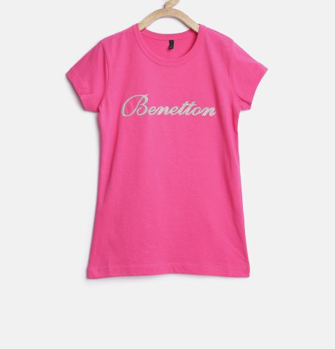 Pink-Embossed-Round-Neck-T-shirt